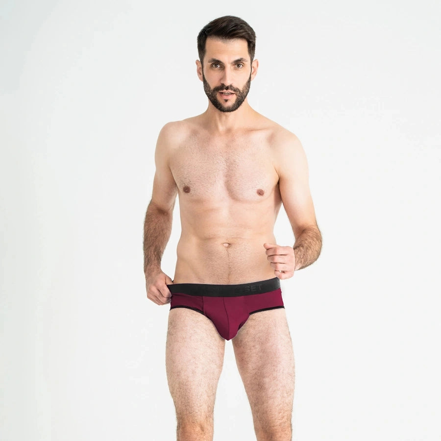 Slip PowerStretch con bragueta abierta, Burdeos
