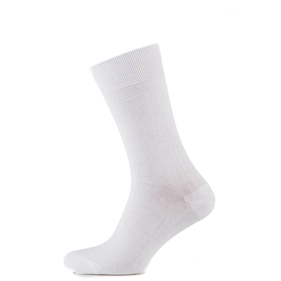 Lightweight white cotton socks for spring-summer by Man’s SET, classic fit, side view