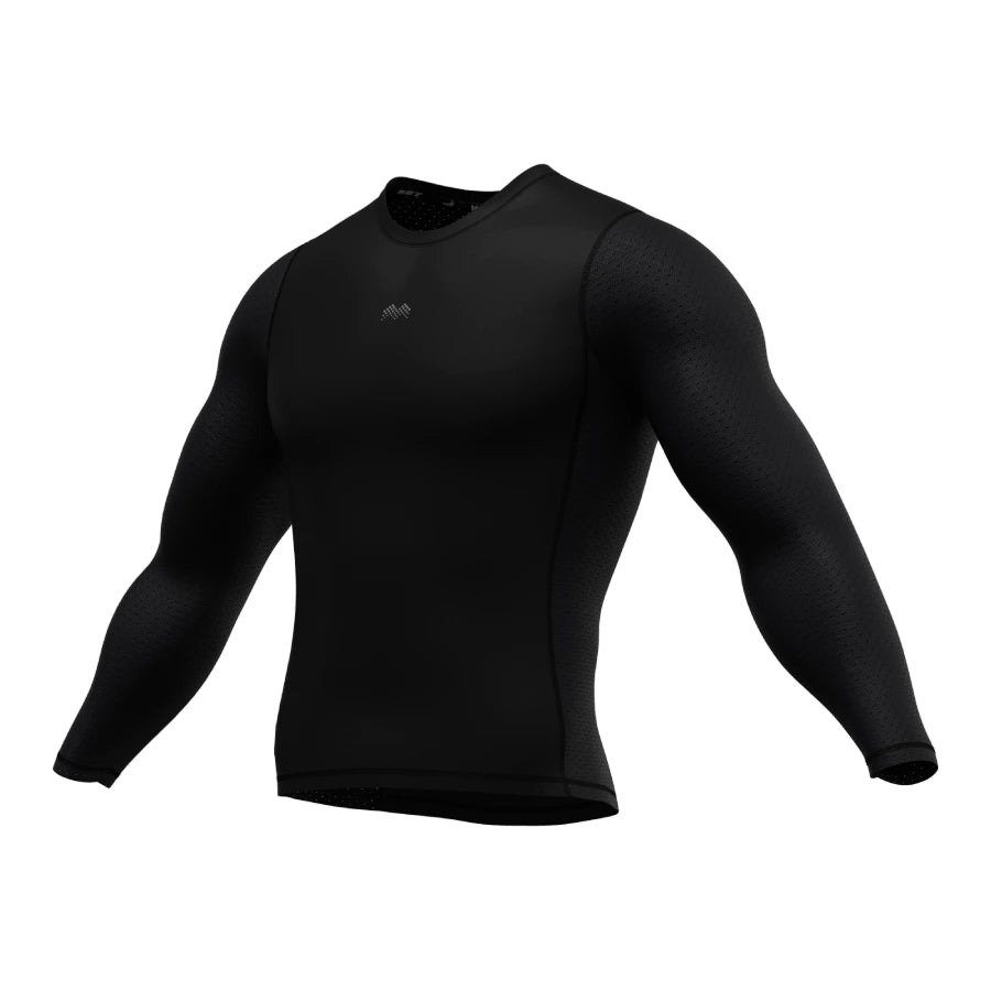 Men’s Long Sleeve Shirt Sport AirFlex with breathable mesh sleeves in Black Angled View
