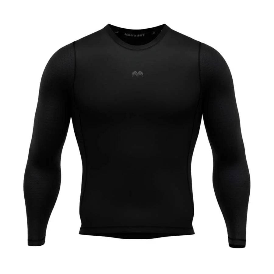 Men’s Long Sleeve Shirt Sport AirFlex with breathable mesh panels in Black Front View