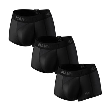 Men’s Sport Trunks CoolTech 3-Pack with Skew Fly in Black Three-Pair Product View