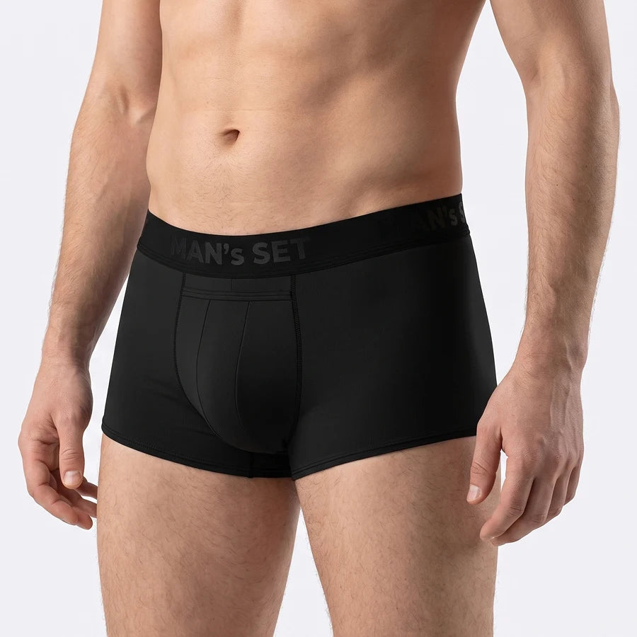 Men’s Black Sport Trunk with Fly Front View