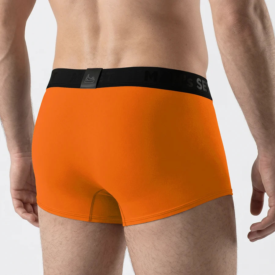 Men's Sport Trunk with open fly in Orange Back View
