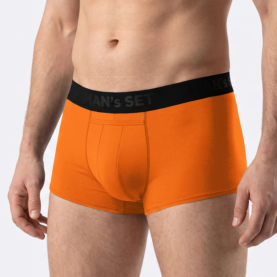 Men's Sport Trunk with open fly in Orange Front View