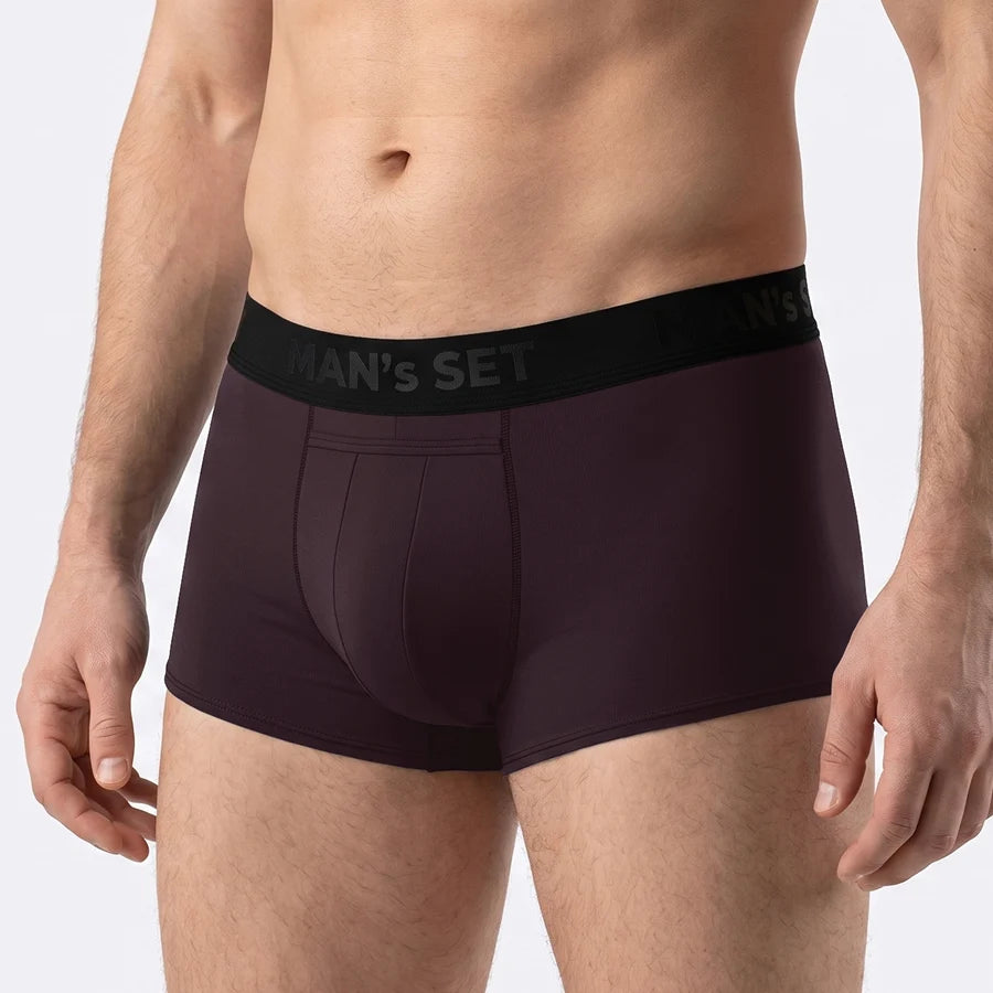 Men’s Sport Trunk with fly in Plum Front View
