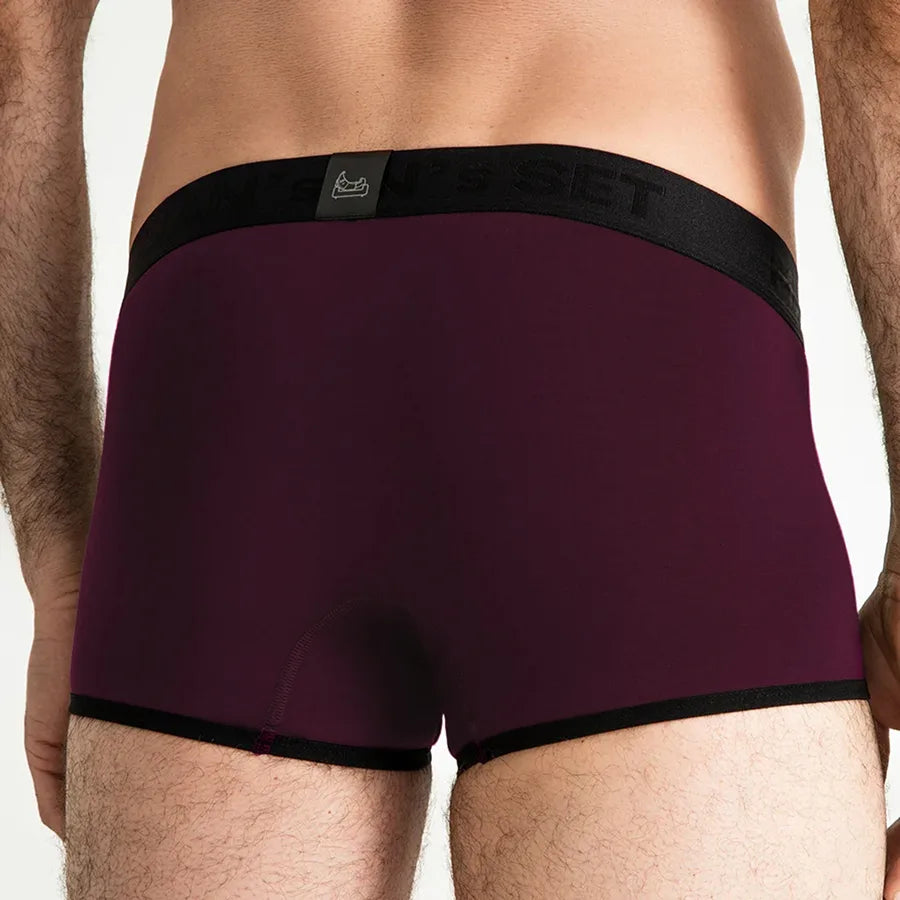 Men’s ProActive Stretch Trunk with horizontal fly in Plum Back View