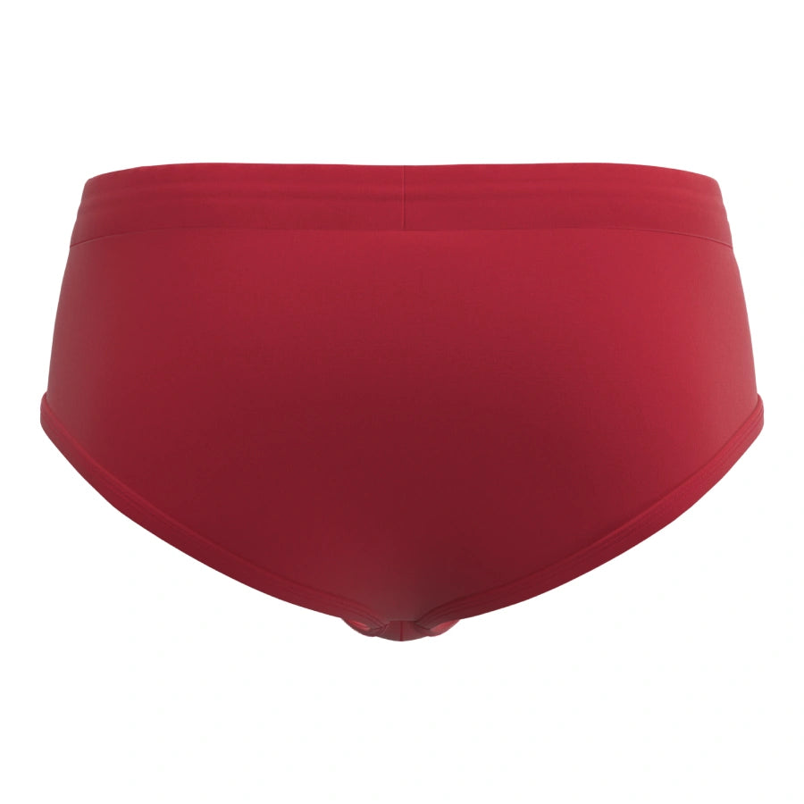 Man’s SET red men’s swim briefs made from quick-drying biflex fabric, breathable and seamless, back view