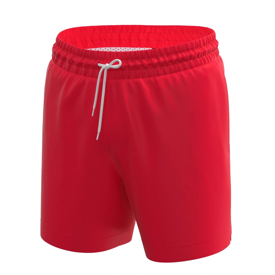 Man’s SET red anatomical men’s swim shorts with white drawstring and breathable mesh lining, front view