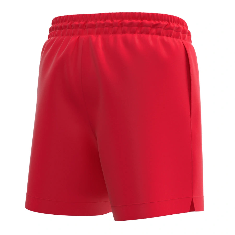 Man’s SET red anatomic swim shorts for men with mid-rise fit and side pockets, back angle view