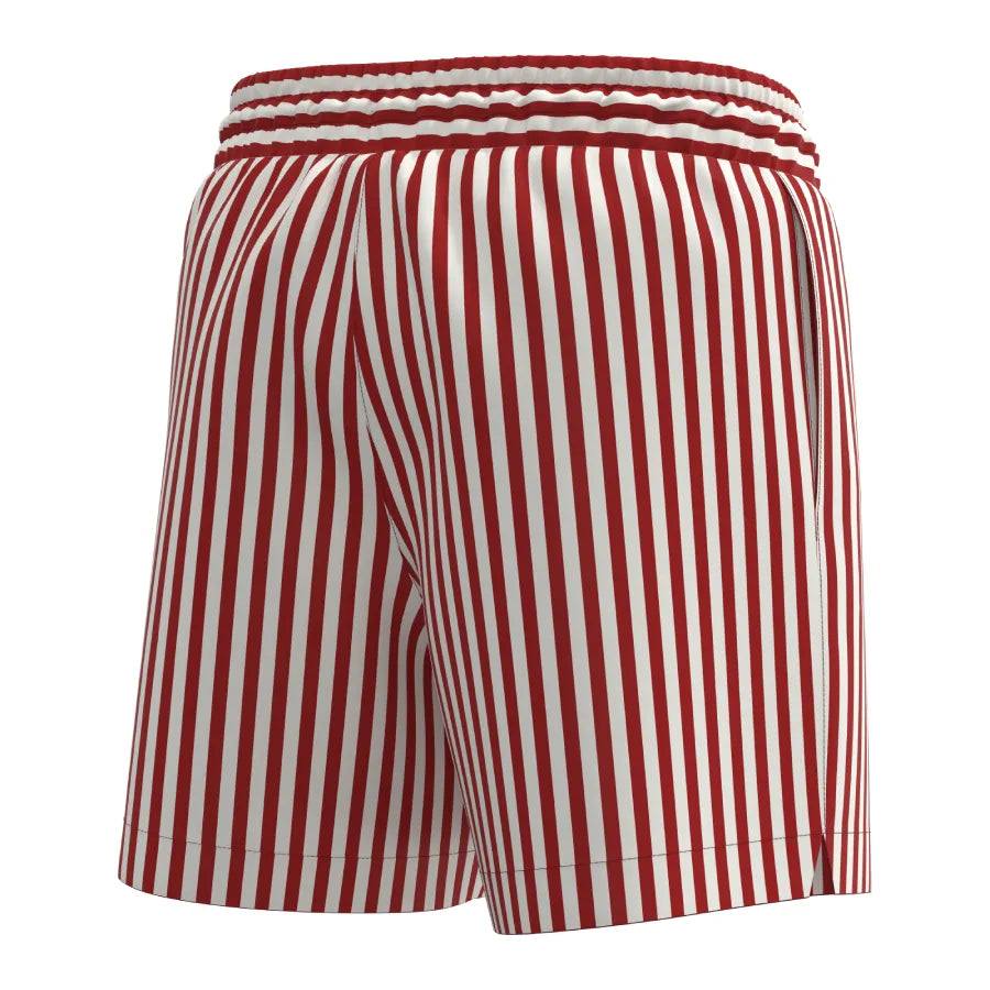 Man’s SET red striped anatomical swim shorts for men, breathable quick-dry design, back view