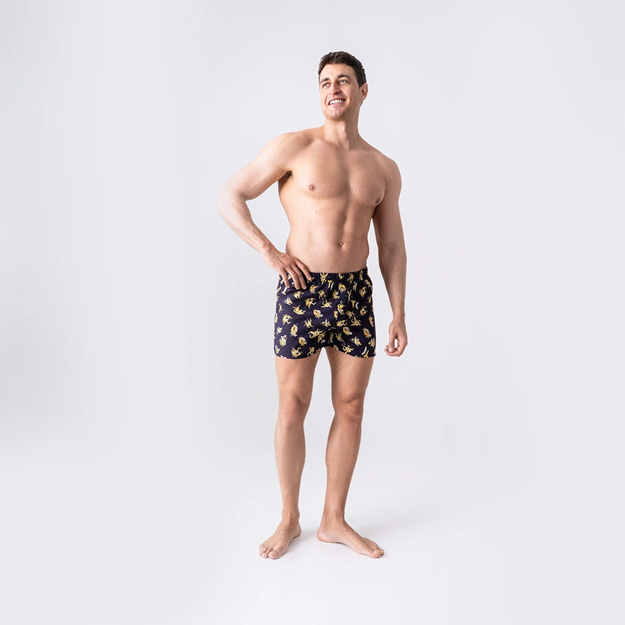 Loose Fit Boxer TENCEL™, 3.2"  – “Bananas After Dark 18+” (Blue)
