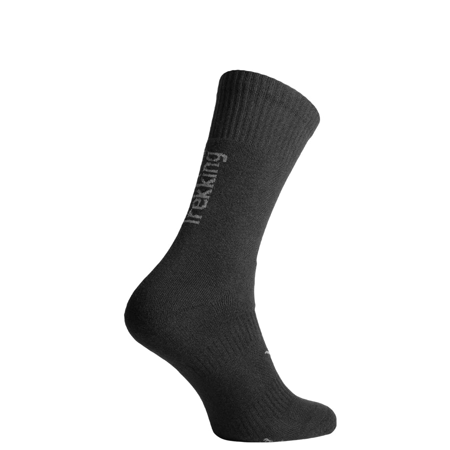 Man’s SET “Middle” trekking socks in black, men’s demi-season performance style with cushioned support, side view