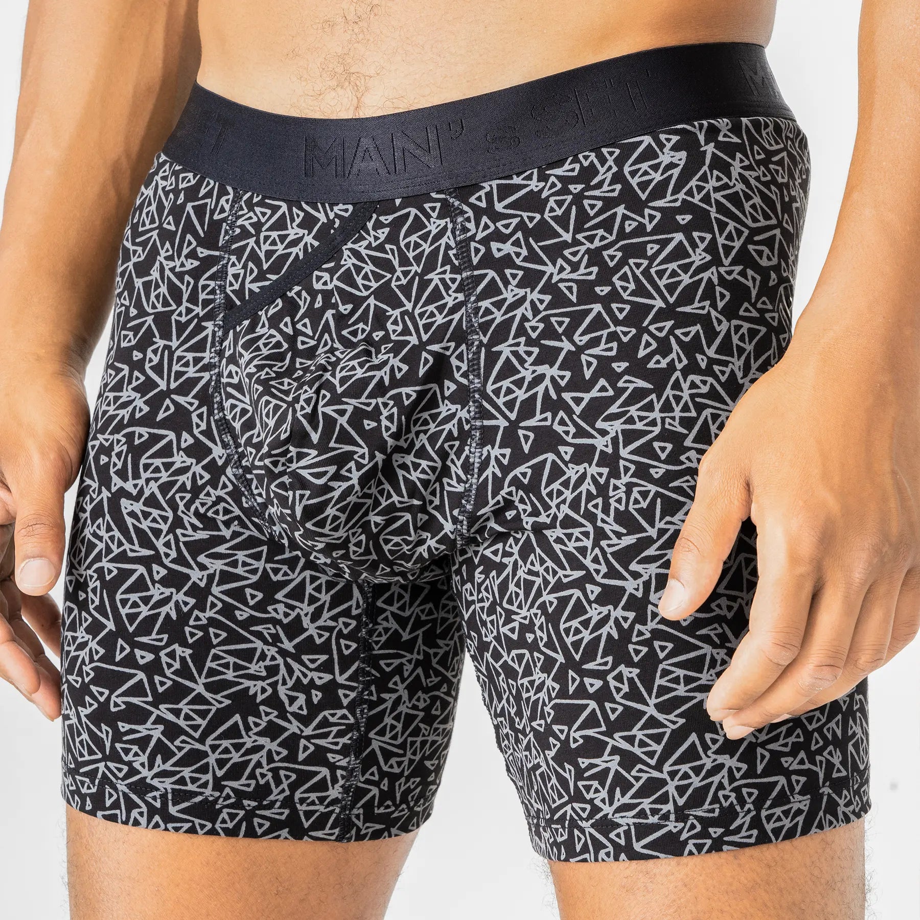 Man’s SET UltraSoft boxer brief in Tri-Force print, anatomical men’s underwear, breathable stretch fabric, front view