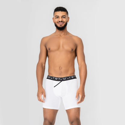 CoolCore Micromodal Boxer Briefs 6.7" OpenFly, White