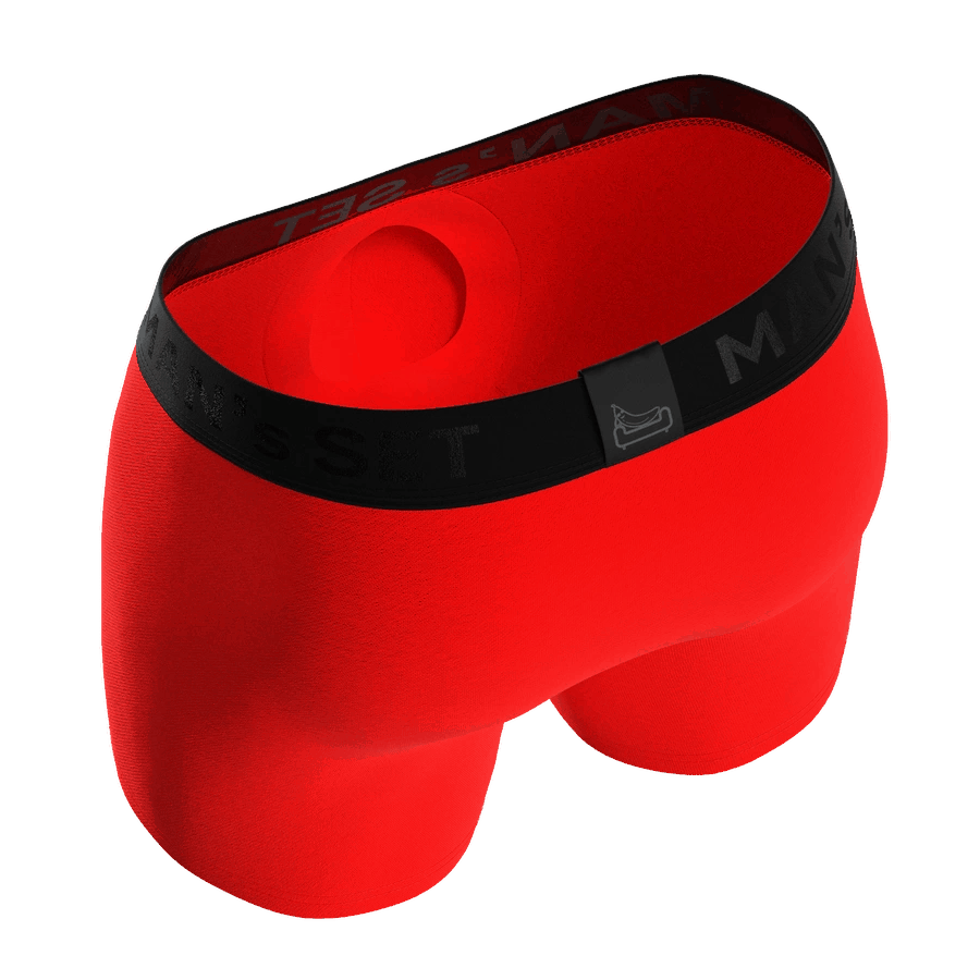 Man’s SET red ProActive Soft boxer brief 5.8", anatomical men’s underwear with supportive pouch, breathable fabric, back view