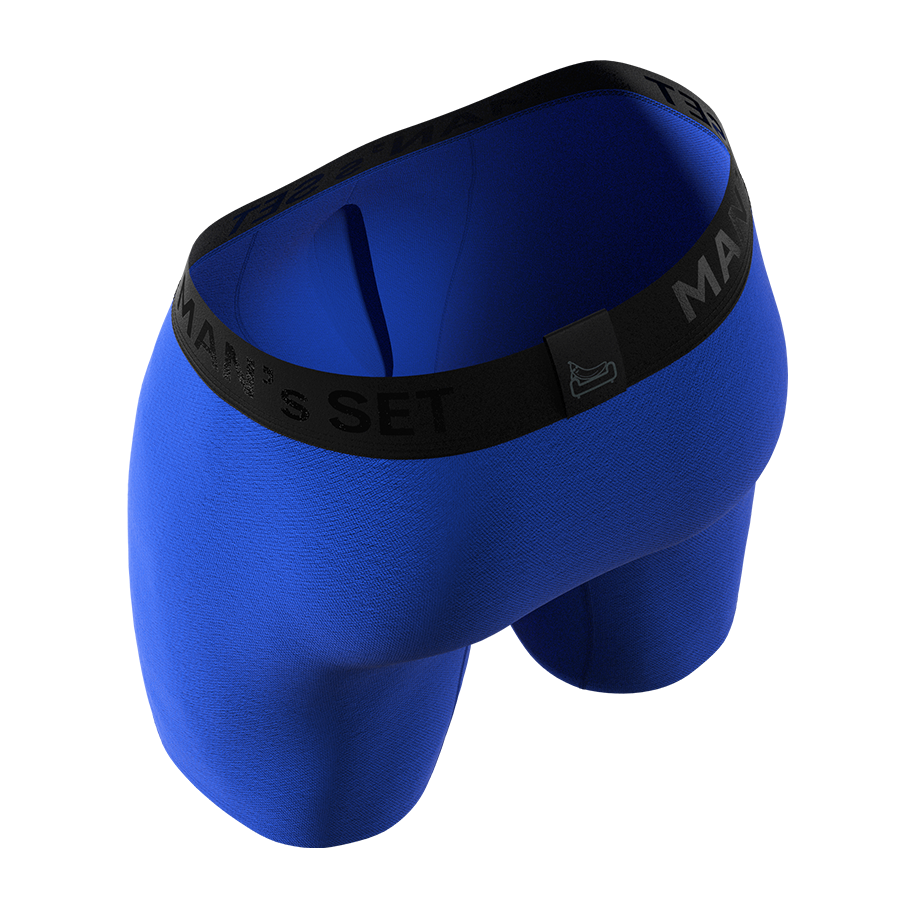 Man’s SET electric blue boxer briefs, comfortable men’s underwear with ultra-soft fabric, back view