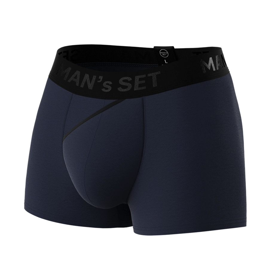 Man’s SET FlexFit Trunk 3.2 inch in navy, comfortable men’s underwear with anatomical pouch, front angle view