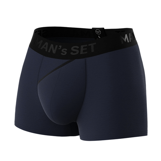 Man’s SET FlexFit Trunk 3.2 inch in navy, comfortable men’s underwear with anatomical pouch, front angle view