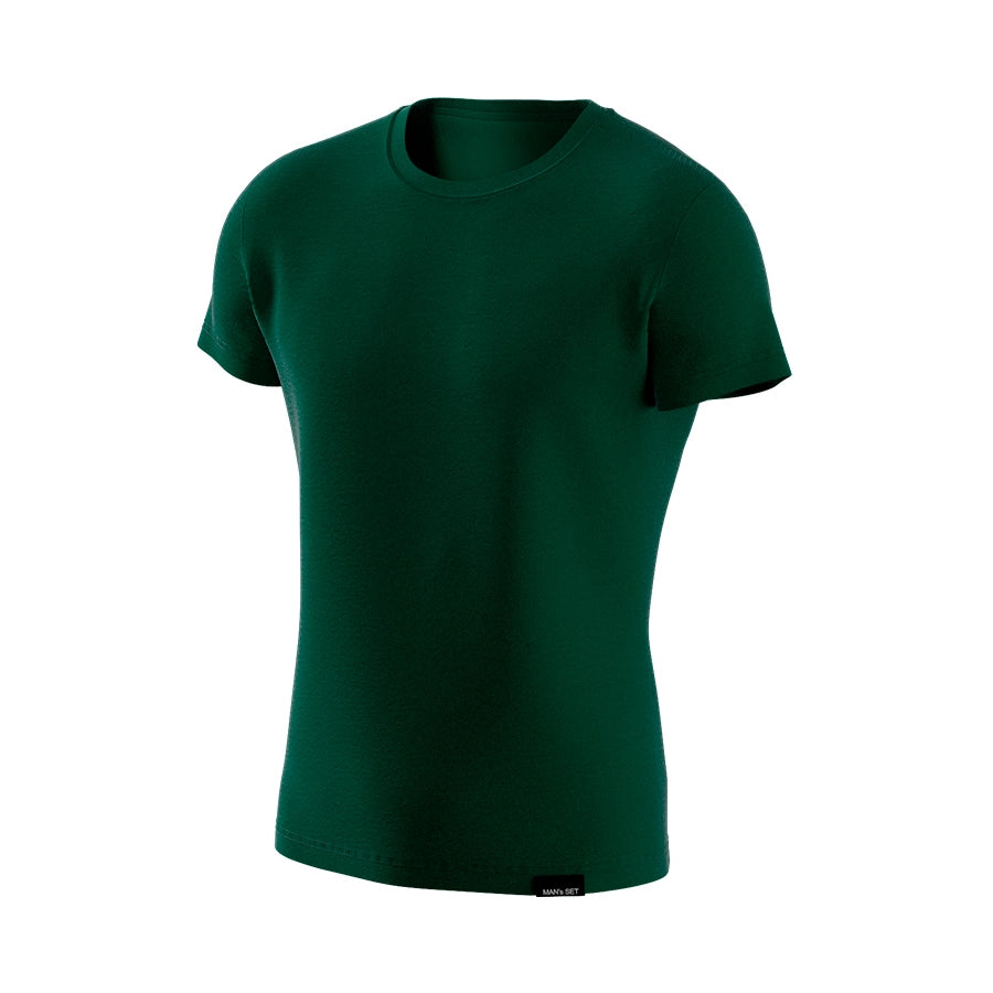 Premium Cotton Basic U-neck T-Shirt, Dark green