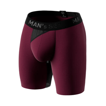 Plum AirFlow men’s boxer briefs by Man’s SET with breathable mesh fly panel, front view