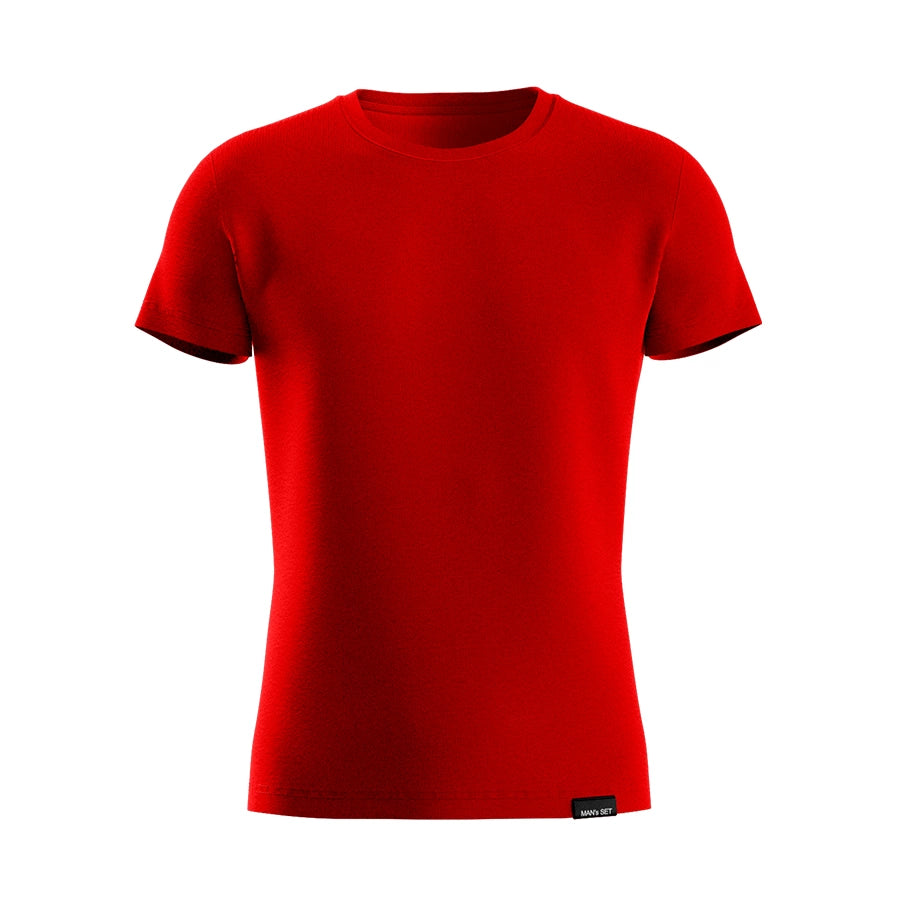 Premium Cotton Basic U-neck T-Shirt, Red